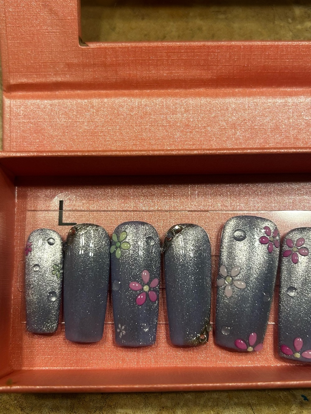 Shimmer Lilac Floral Press-On Nails for Women